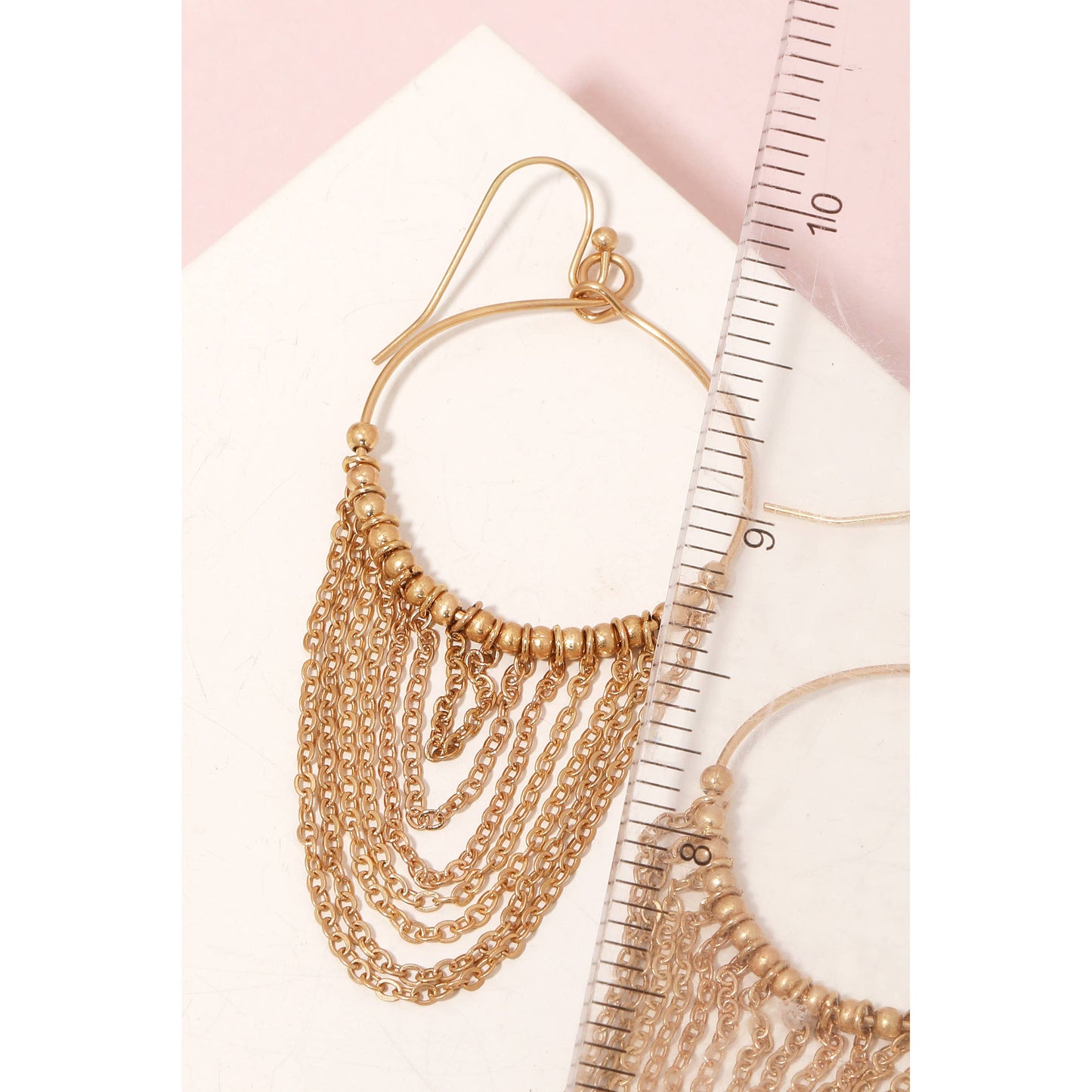 Chain Fringe Hoop Drop Hook Earrings