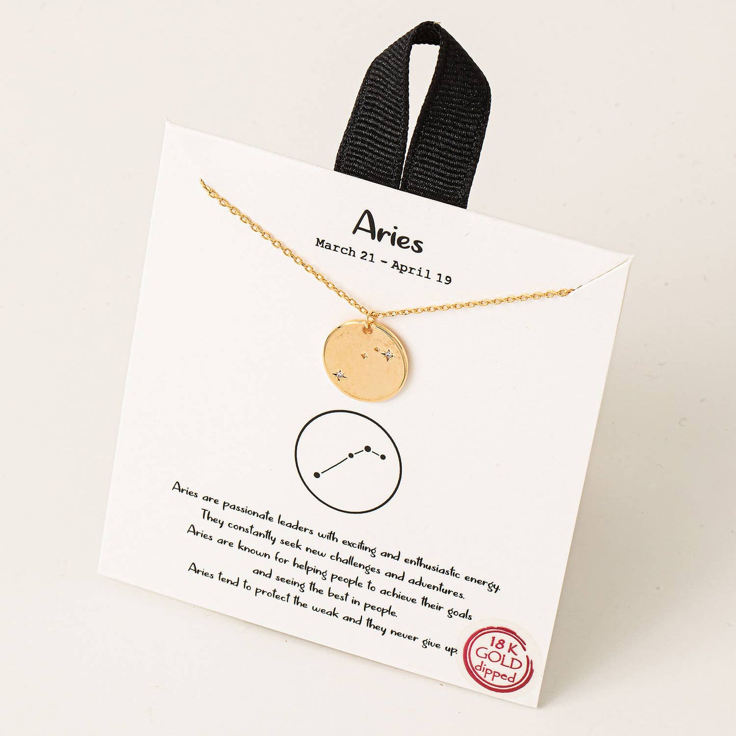 Gold Dipped Aries Zodiac Coin Necklace