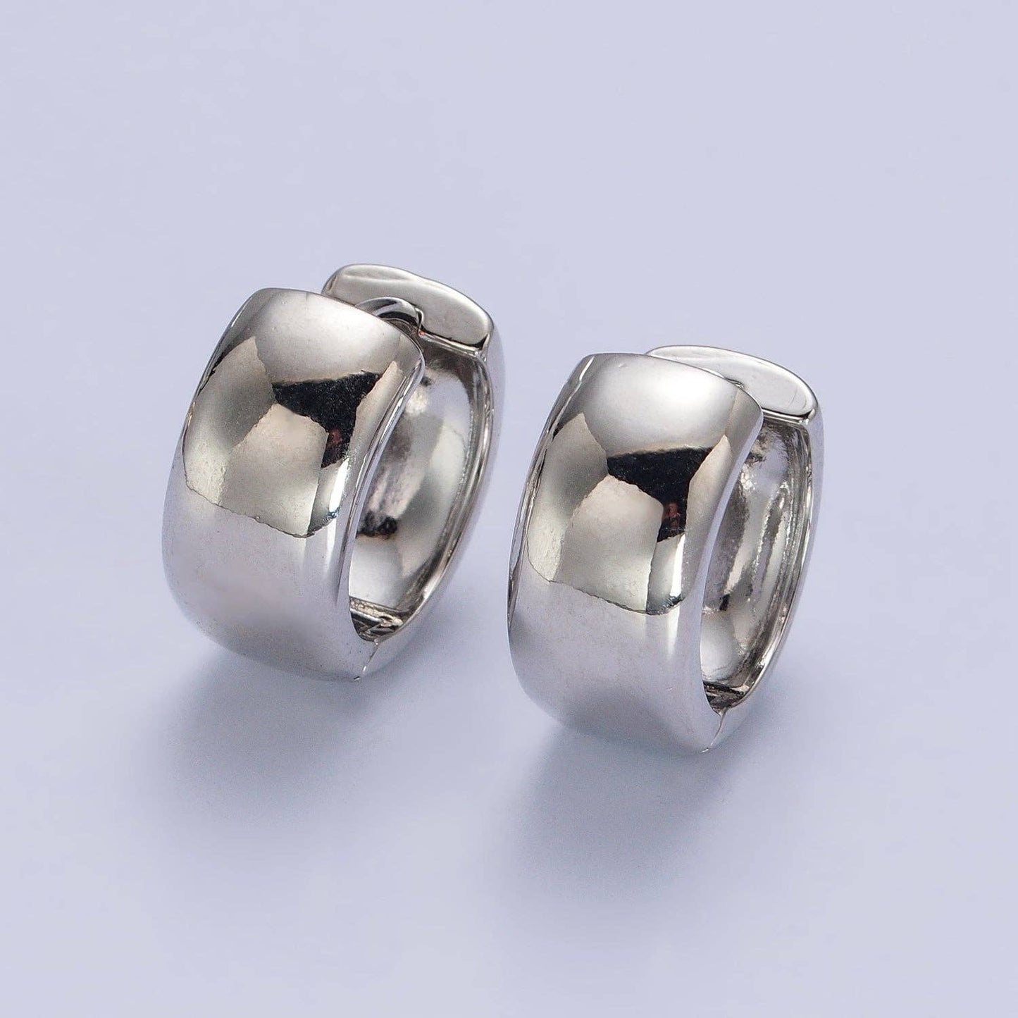 Gold, Silver 16.5mm Wide Chubby Minimalist Huggie Hoop Earrings | AB186 AB345
