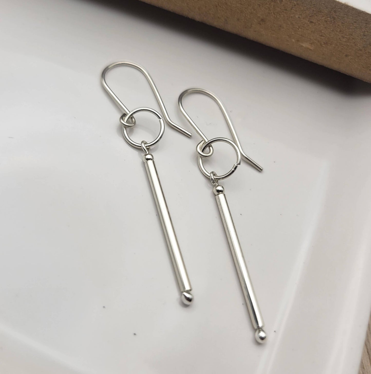 Silver Bar Dangle Earrings