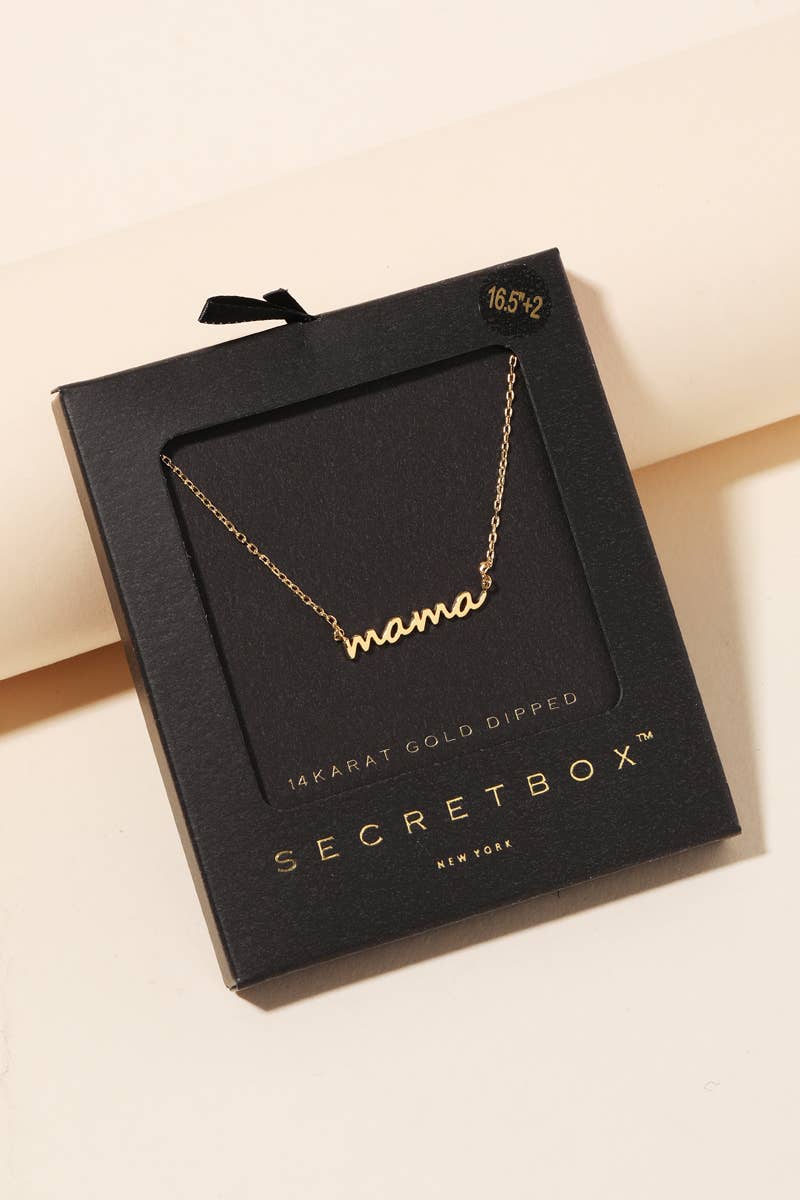 Secret Box Gold Dipped Dainty Mama Pendant Necklace