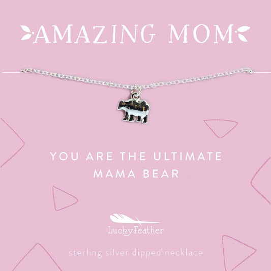 Mom Necklace - You are the Ultimate Mama Bear - Silver