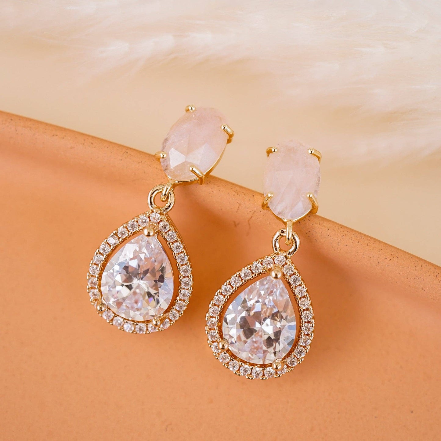 Daphne Rose Quartz Earrings  - Bridal