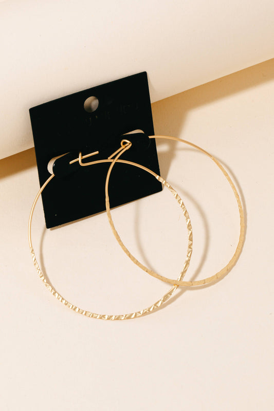 Hammered Thin Hoop Earrings