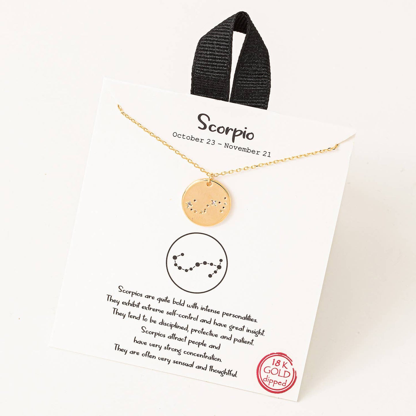 Gold Dipped Scorpio Zodiac Coin Necklace