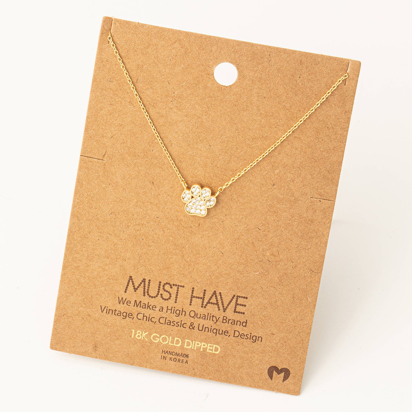 Dog Paw Print Charm Necklace