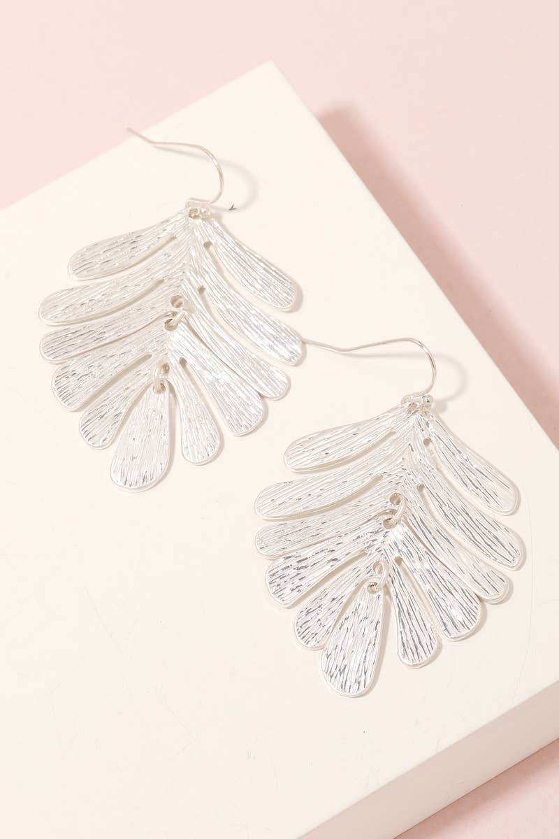 Textured Metallic Leaf Dangle Earrings