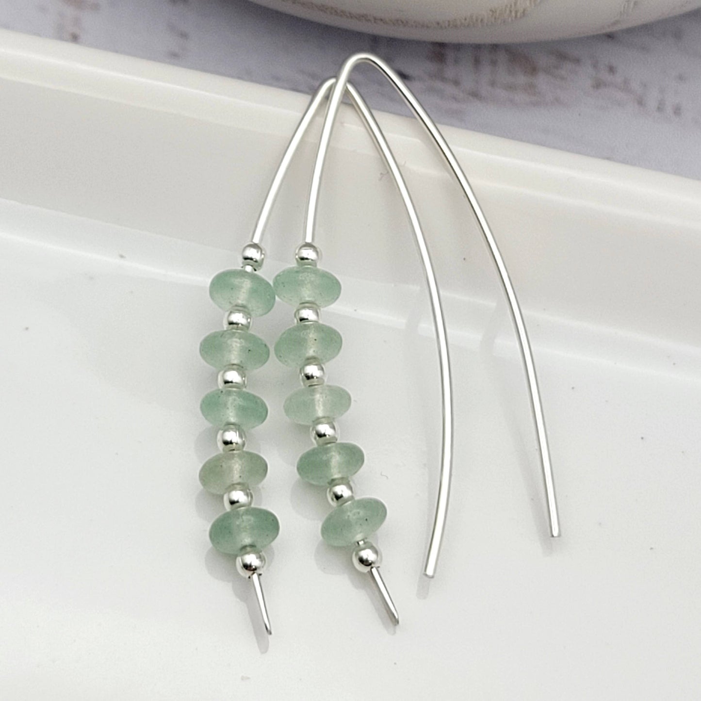 Green Aventurine and Sterling Silver Threaders