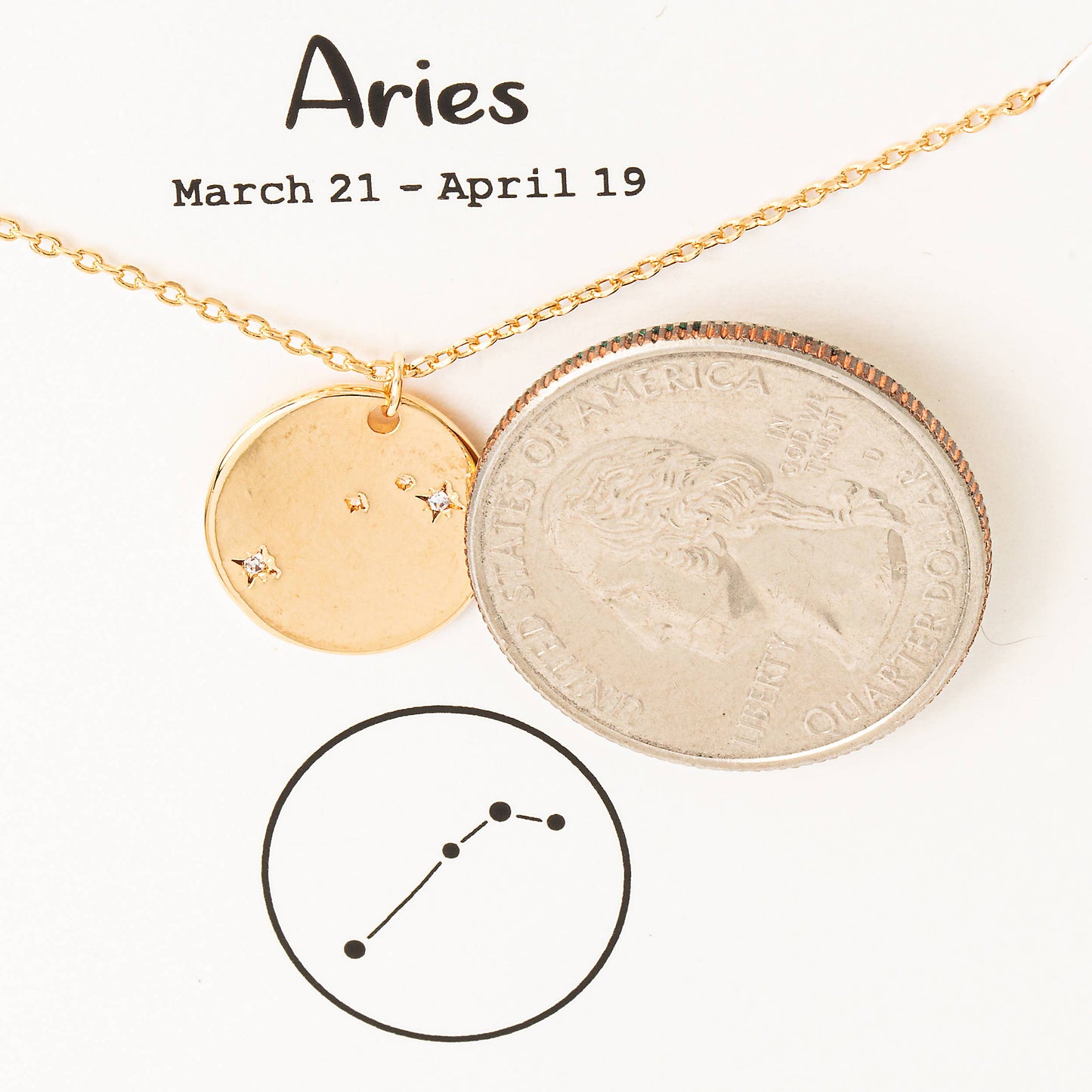 Gold Dipped Aries Zodiac Coin Necklace