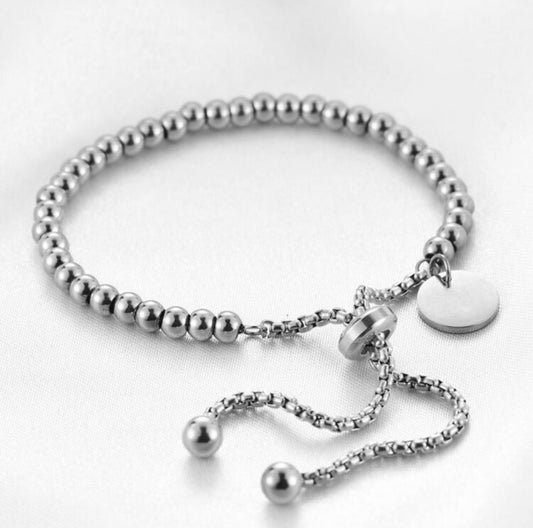 Stainless Steel Silver Plated Beaded Bracelet