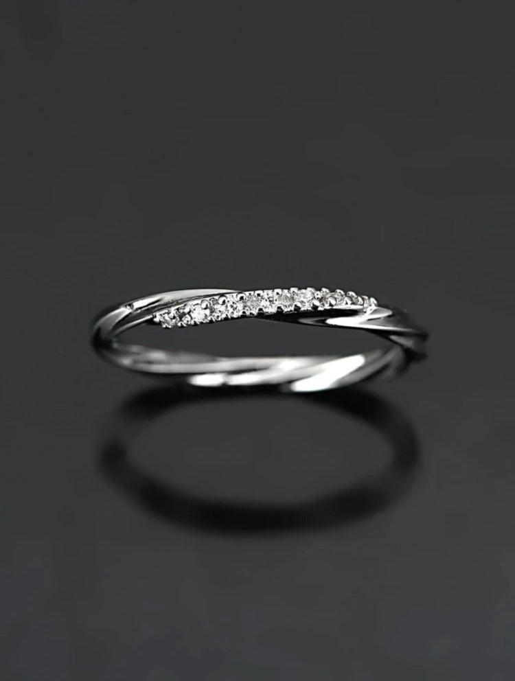 Cubic Zirconia Twist Band Ring