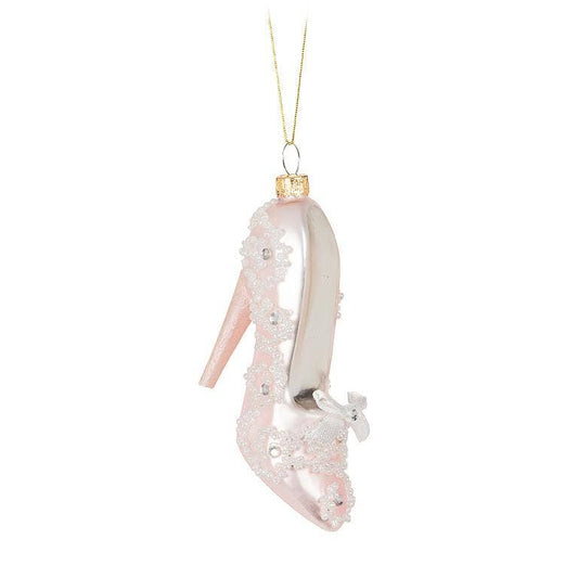 Pink & Pearl High Heel Ornament-3"H