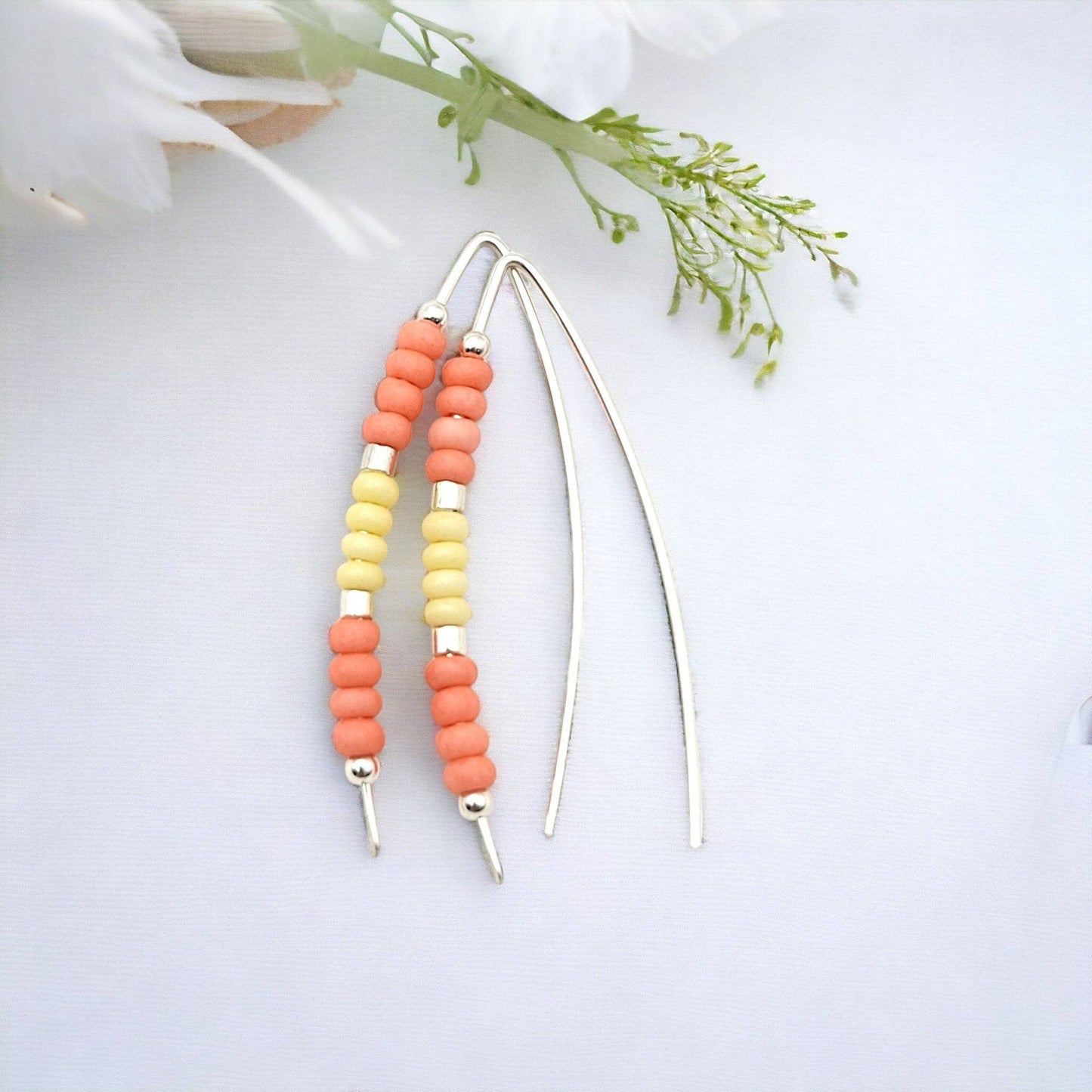 Silver Threader Earrings with Summer Beads