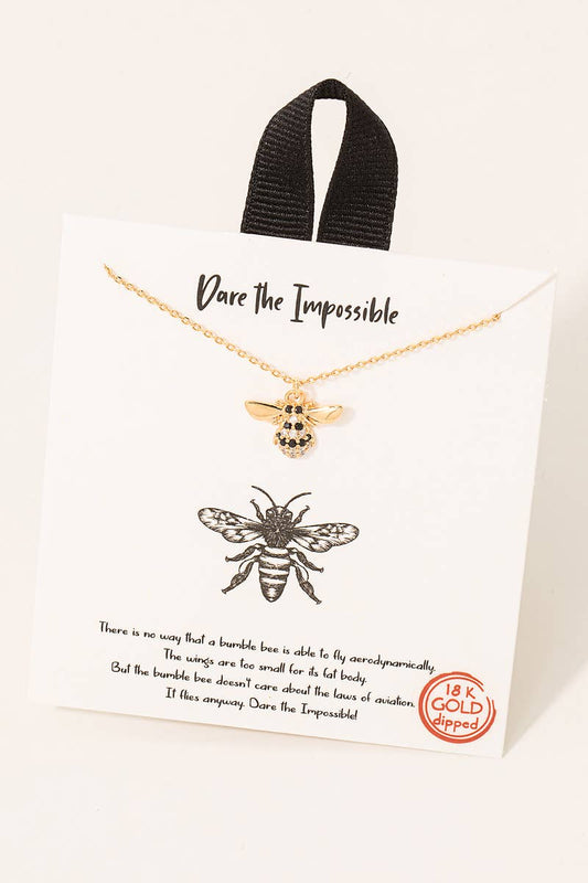 Pave Bumble Bee Charm Necklace