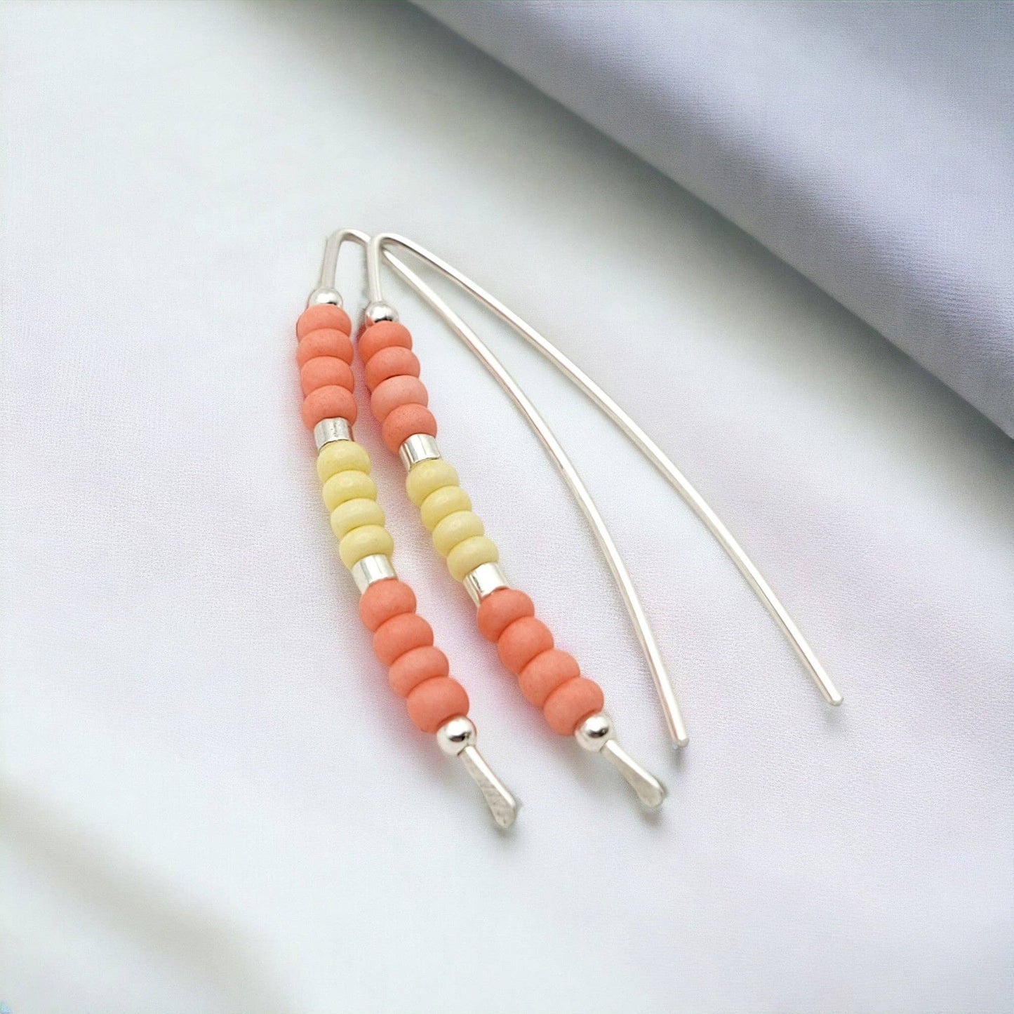 Silver Threader Earrings with Summer Beads