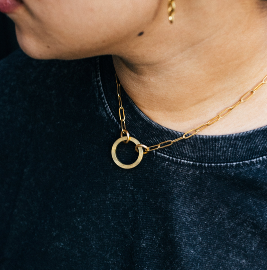 Linked Brass & 18K Gold Plated Necklace