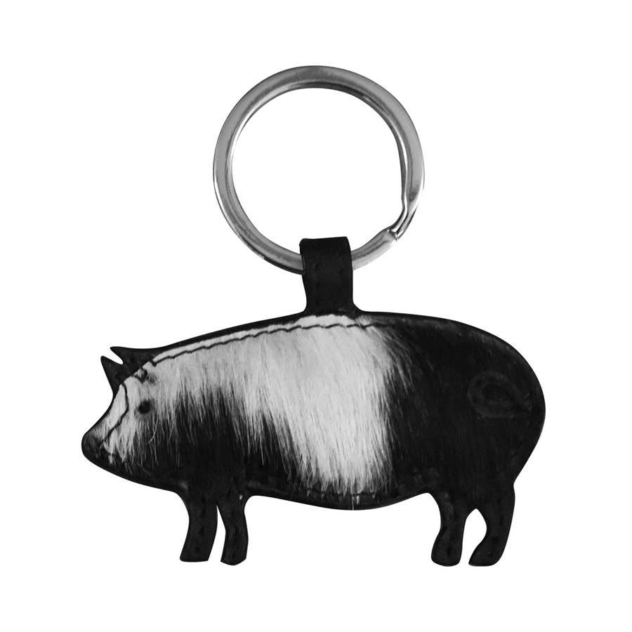 Pig Key Fob With Hair Accent