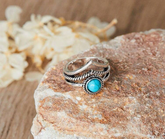 Boho Turquoise Layer Ring