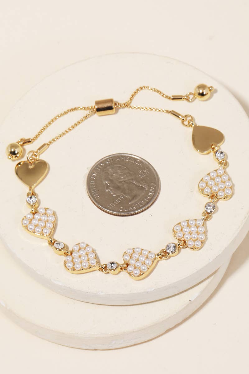 Pave Heart Adjustable Bracelet