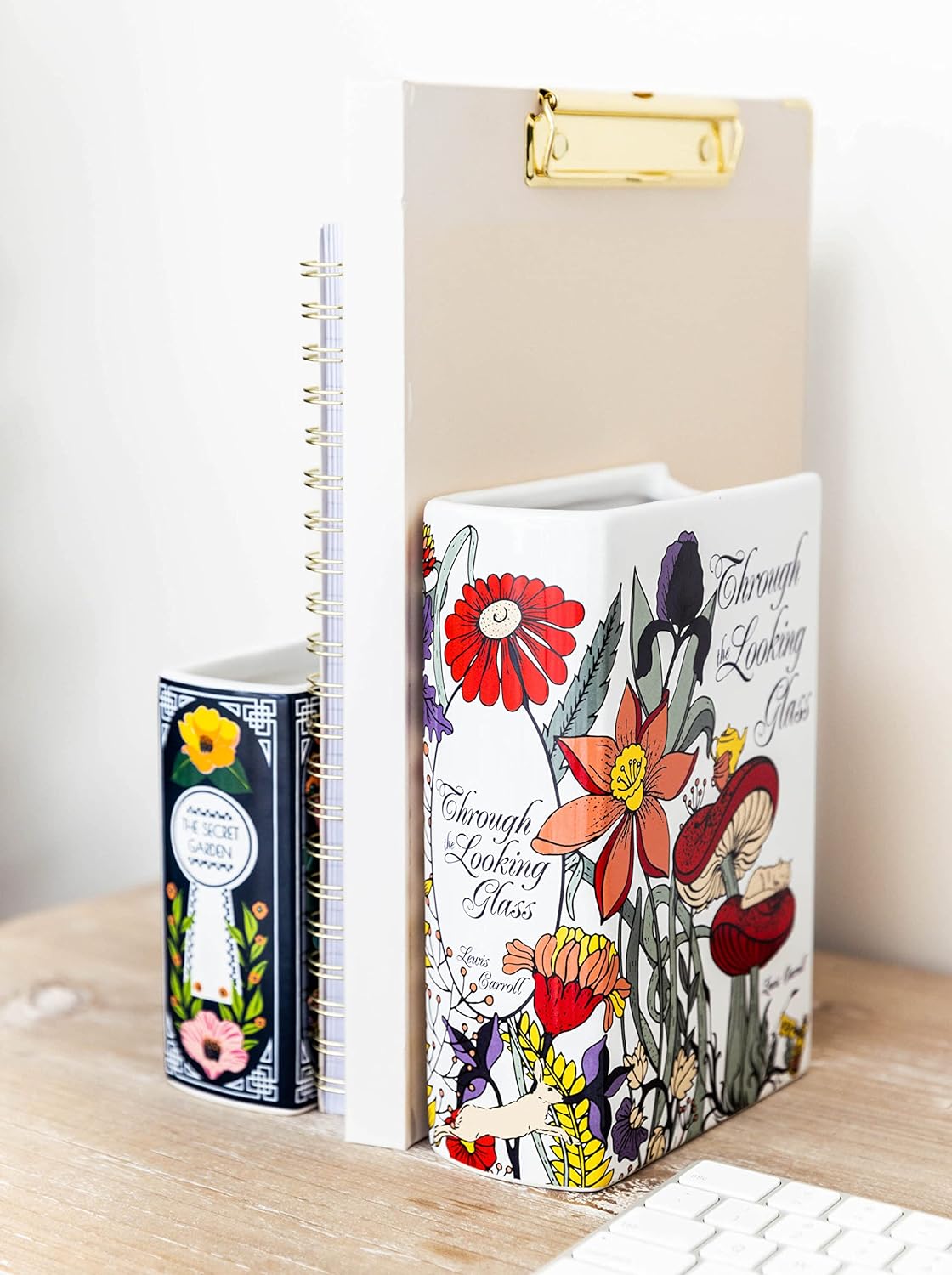 Through The Looking Glass - Large Vase - Original Book-Shaped Decorative Vase, Ceramic Vase, Cute Bookshelf Decor, Unique Vase for Book Lovers