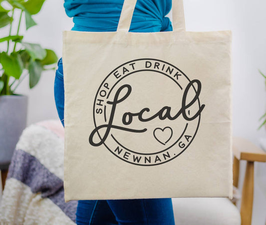 Custom Local Circle Shop Eat Drink Cotton Canvas Tote