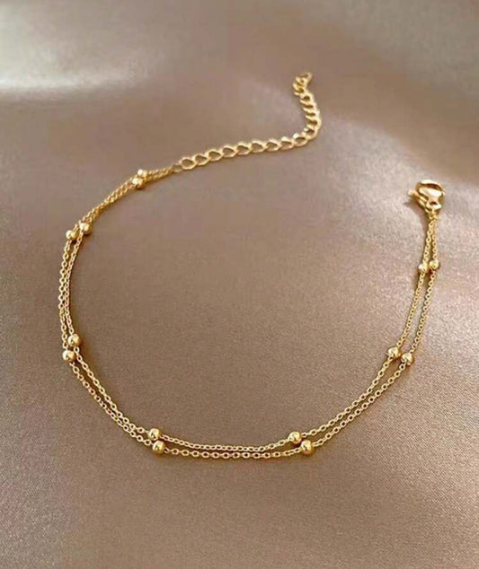 Stainless Steel Gold Bead & Chain bracelet
