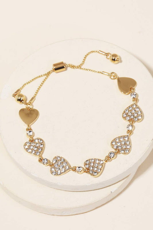 Pave Heart Adjustable Bracelet