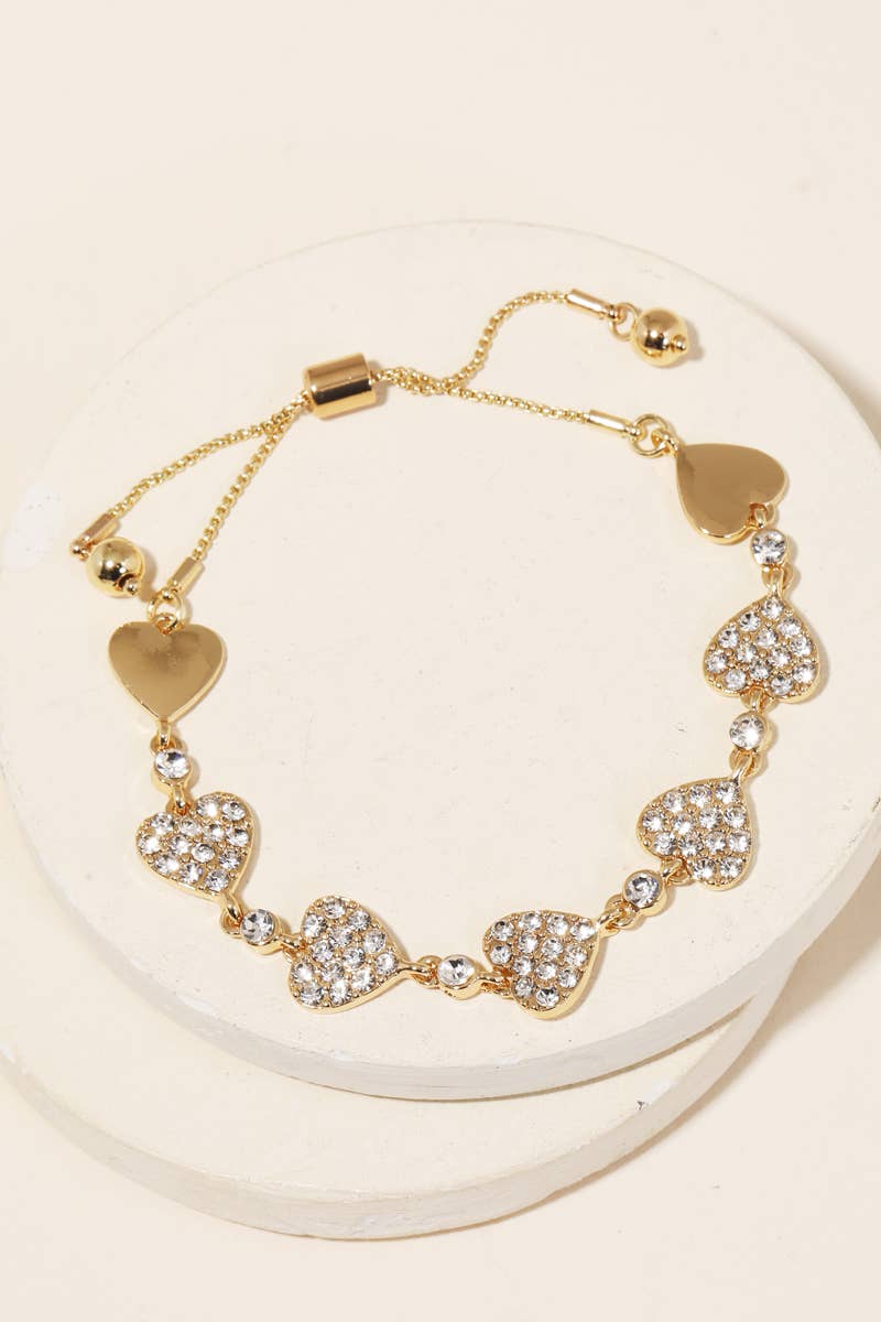 Pave Heart Adjustable Bracelet