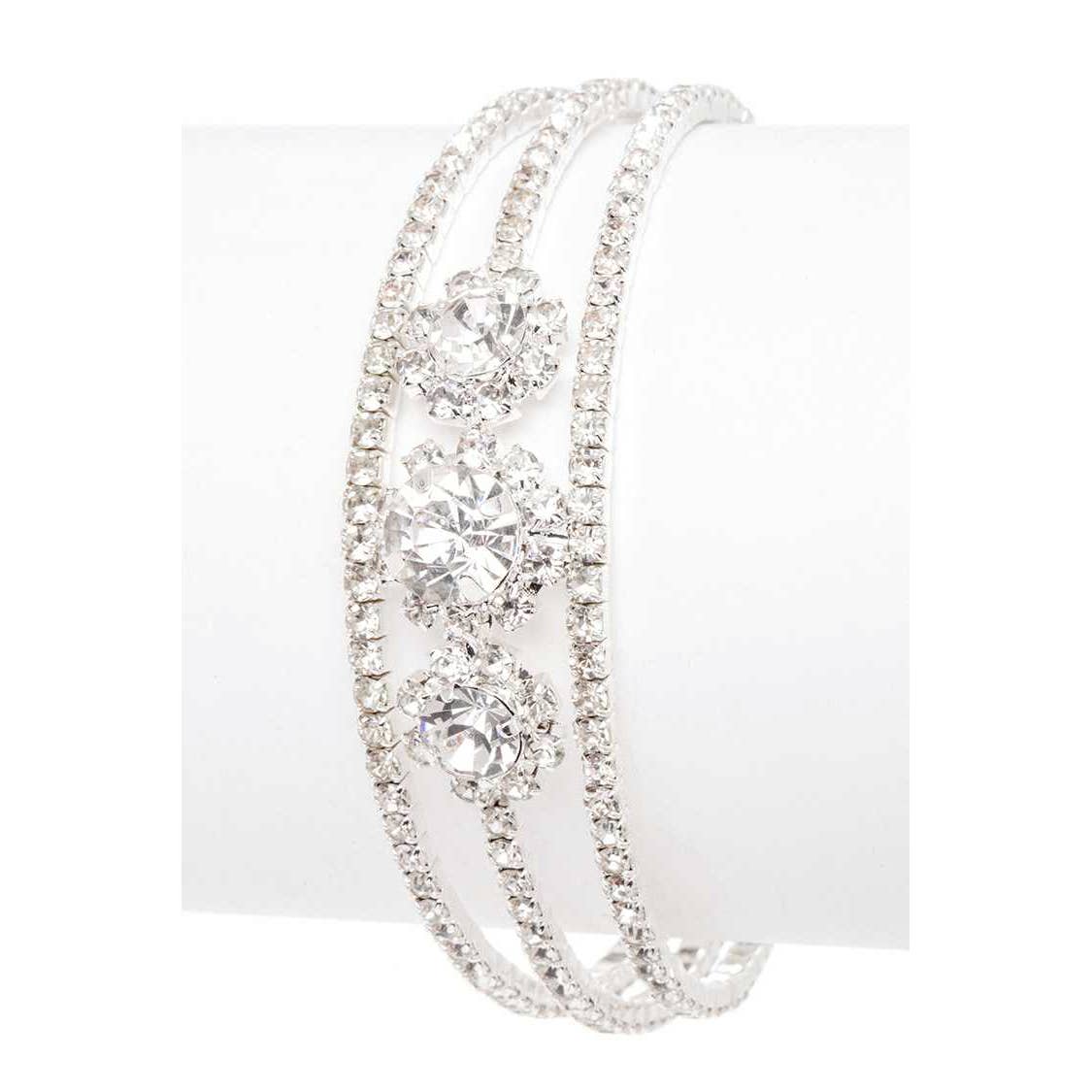 Rhinestone Flower Cuff Bracelet