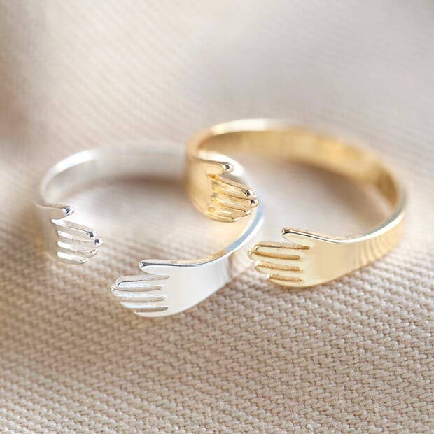 Adjustable Gold Hug Hands Ring