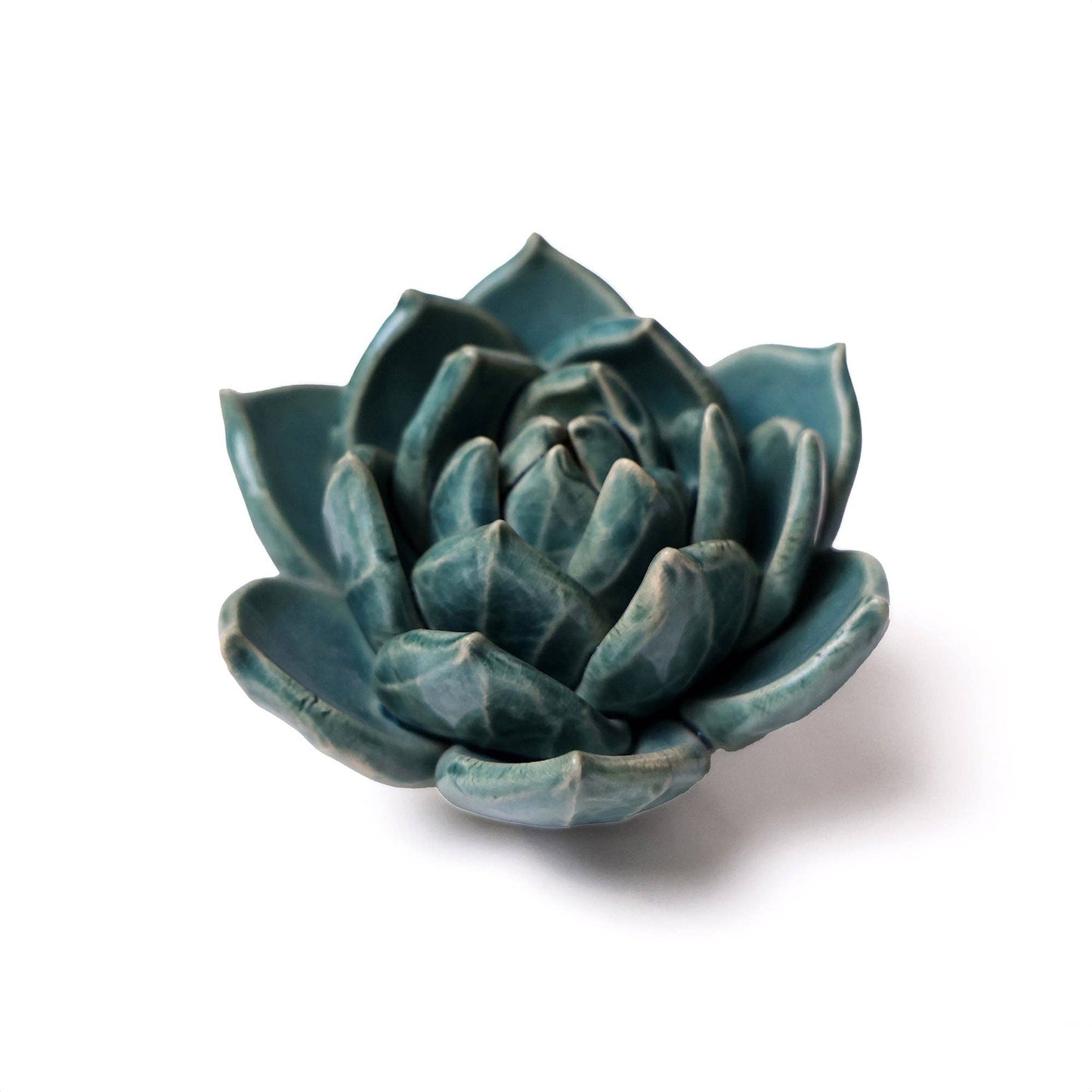 Ceramic Flower Wall Art Succulent Teal 11