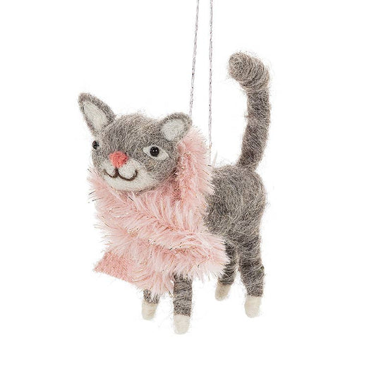 Standing Cat with Scarf Ornament-3.5"L