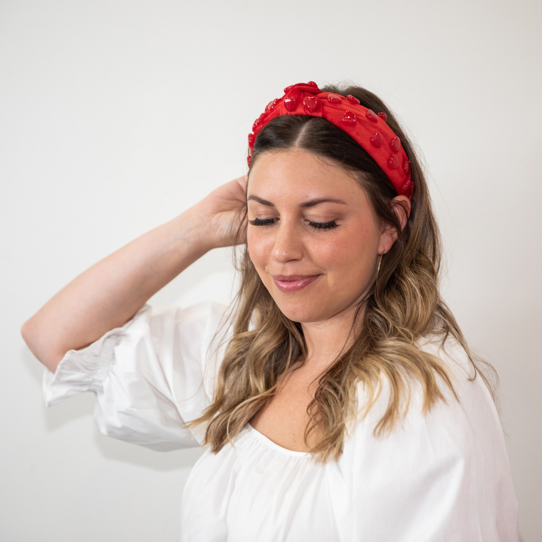 Stone Quartz Traditional Knot Headband - Red