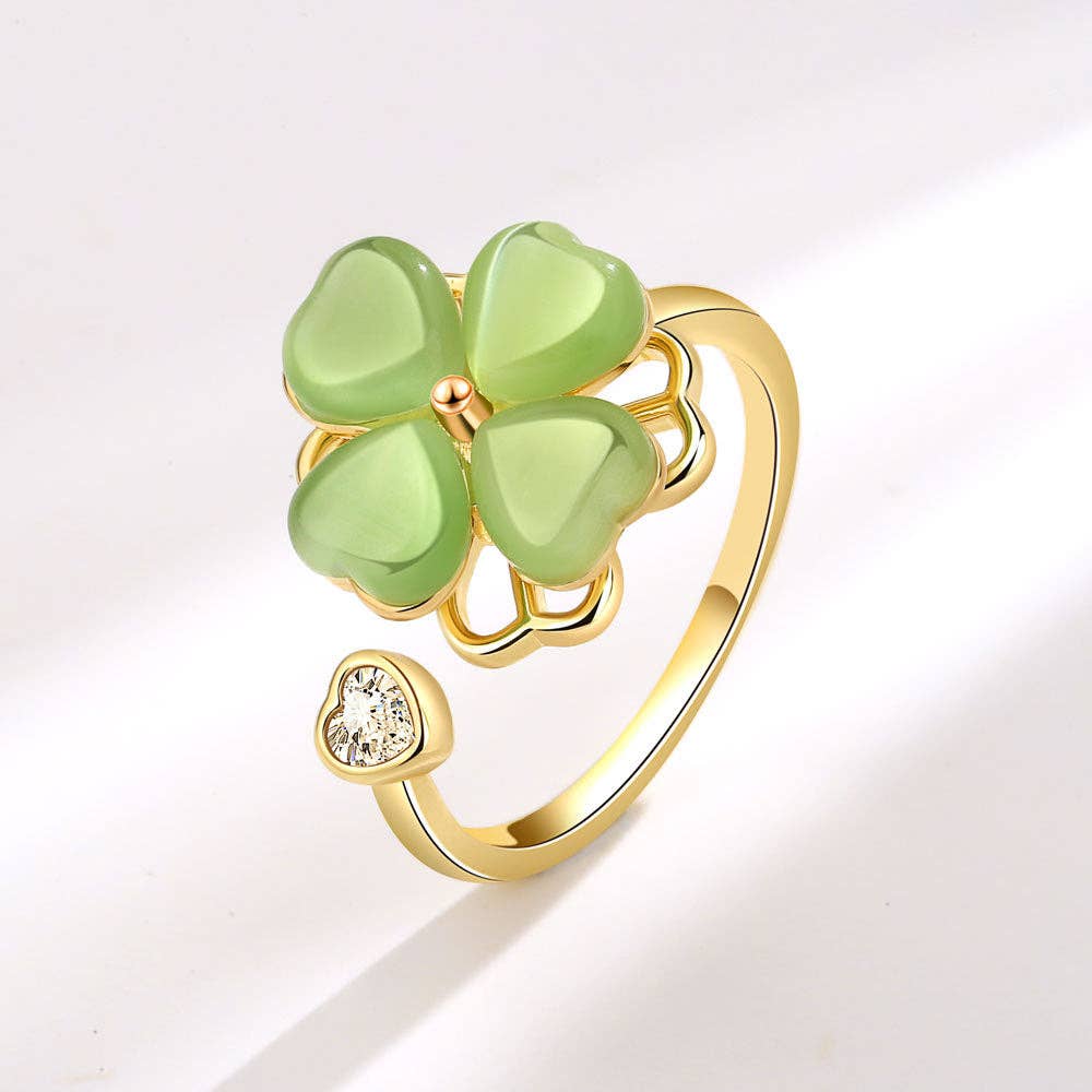 Four Leaf Clover Fidget Spinner Ring in Solid Copper