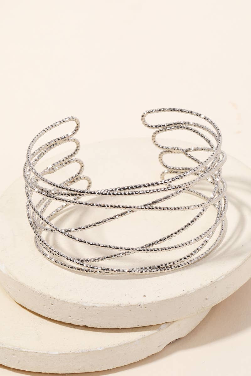 Multi Strand Metallic Cuff Bracelet