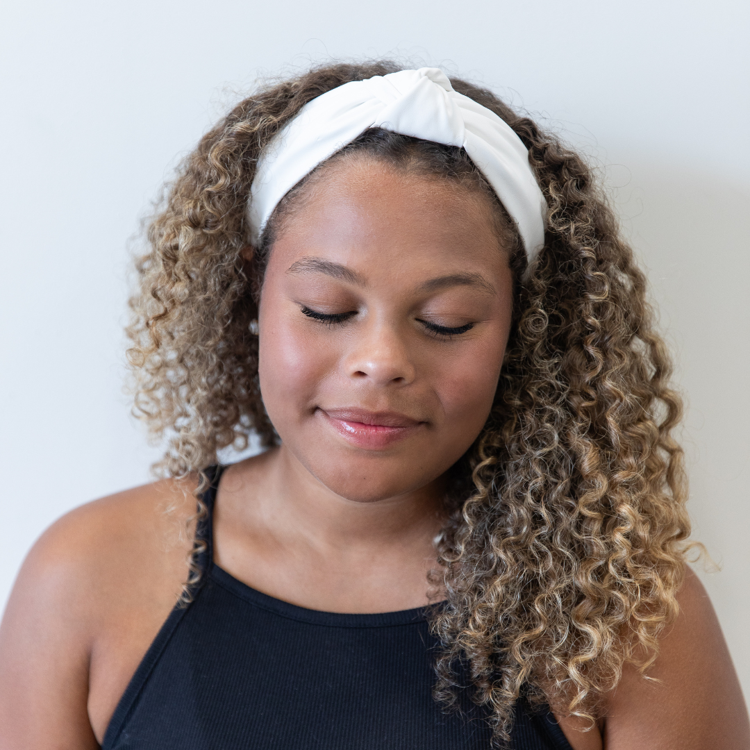 Brooklyn Headband - White | Faux Leather Top Knot Headband