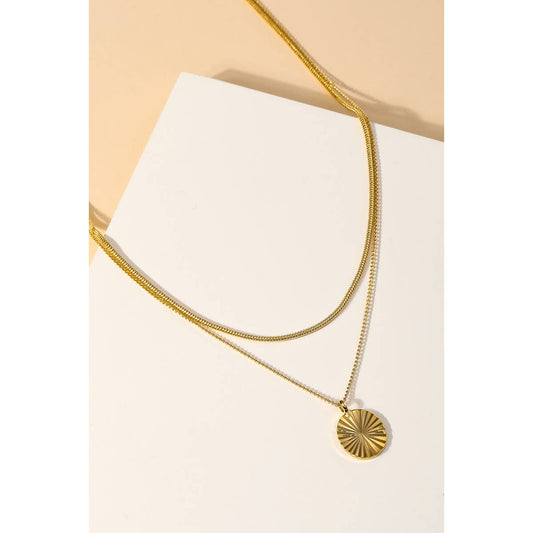 Chain Layered Oval Pendant Necklace