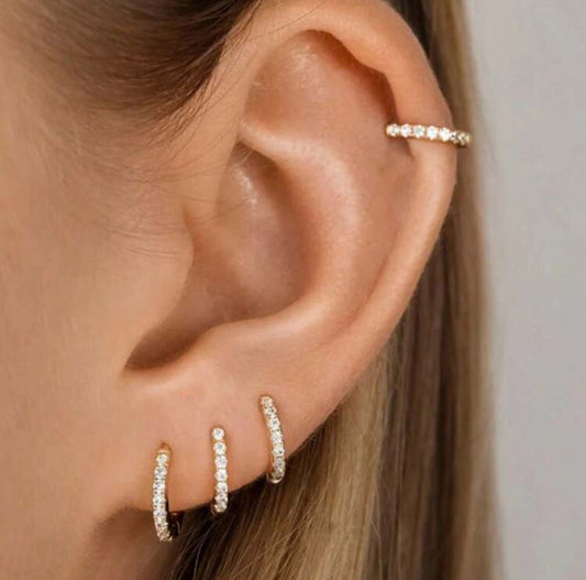 Simple Crystal Huggies Earrings