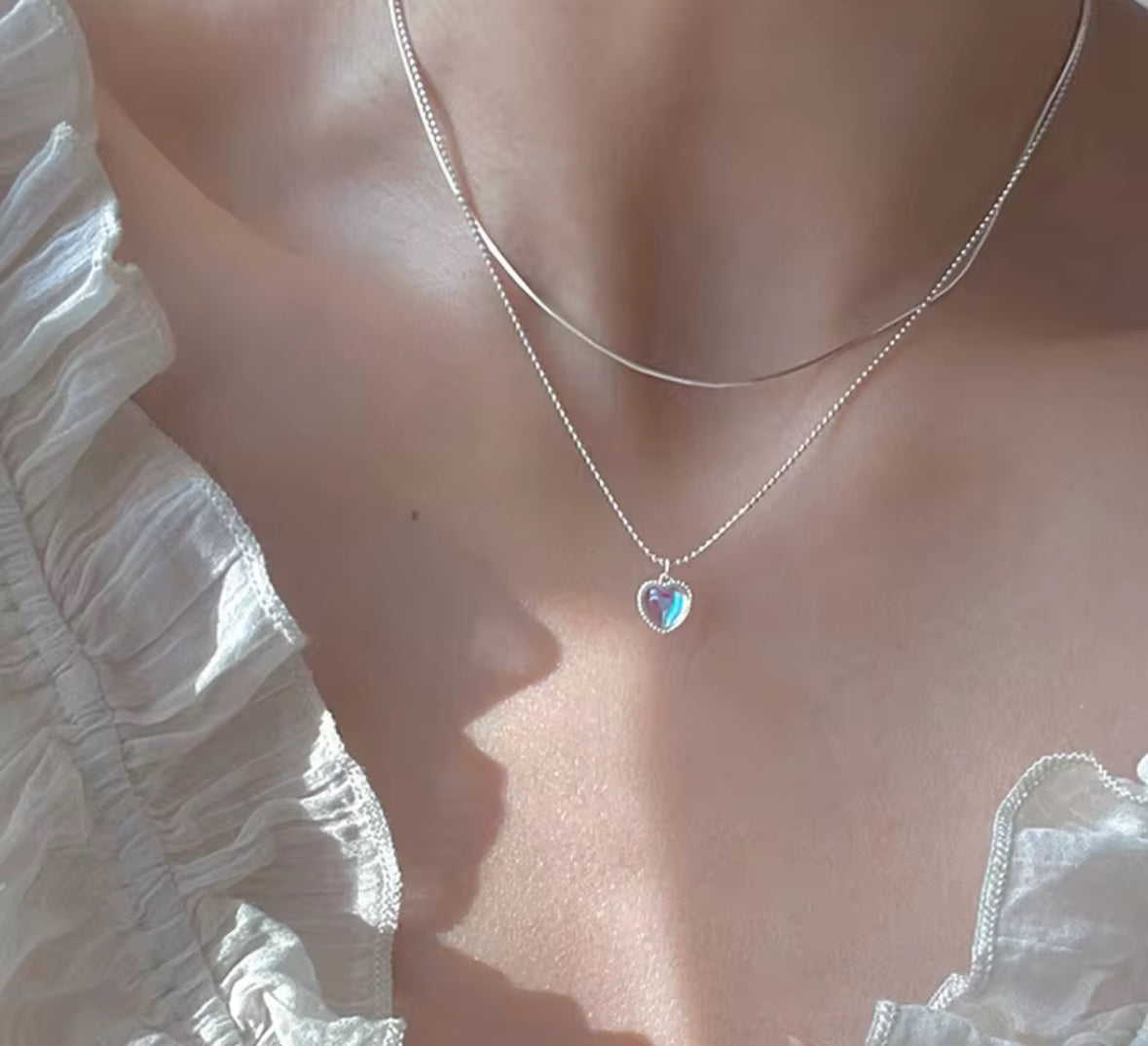 Heart-Shaped Moonstone Necklace