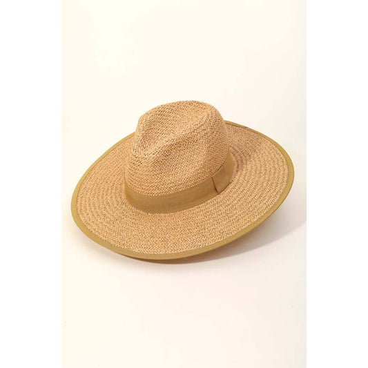 Straw Braided Ribbon Band Fedora Hat