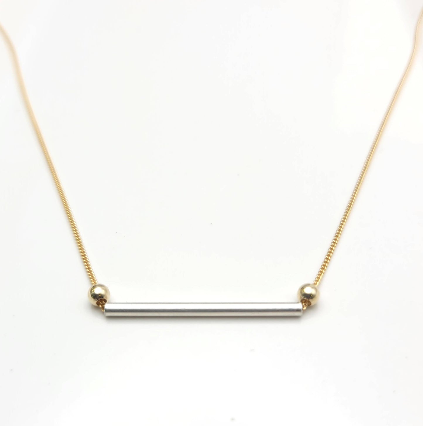 14K Gold & Sterling Silver Bar Necklace