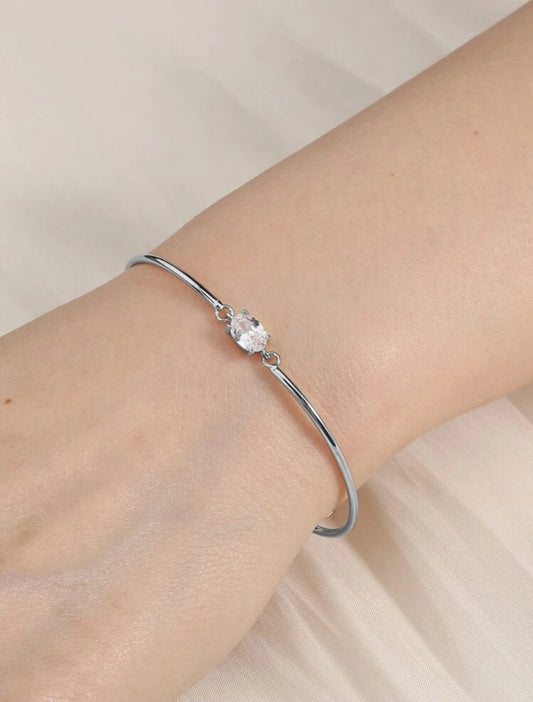 Oval Shaped Cubic Zirconia Bangle Bracelet