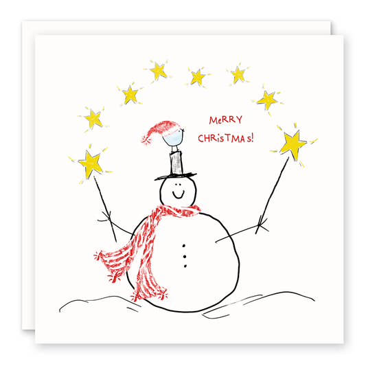 Snowman & Birdie Merry Christmas Card 