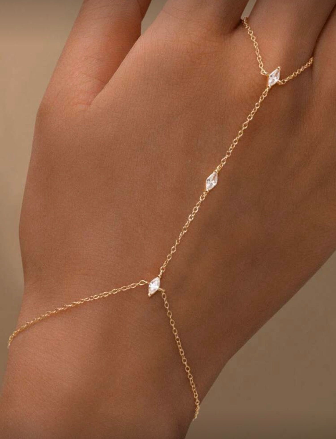 Sterling Silver Diamond Gold Hand Chain