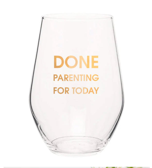 DONE PARENTING FOR TODAY - GOLD FOIL STEMLESS WINE GLASS