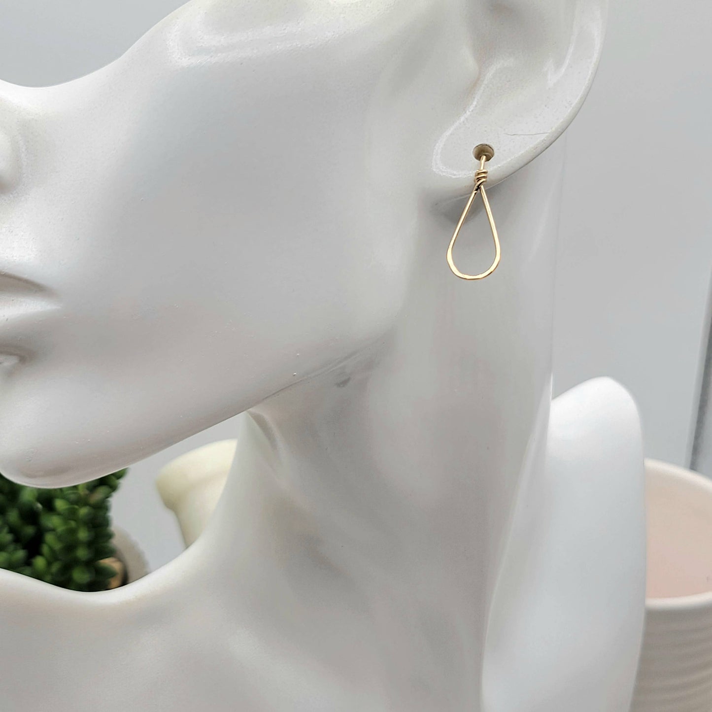 Gold Teardrop Stud Earrings