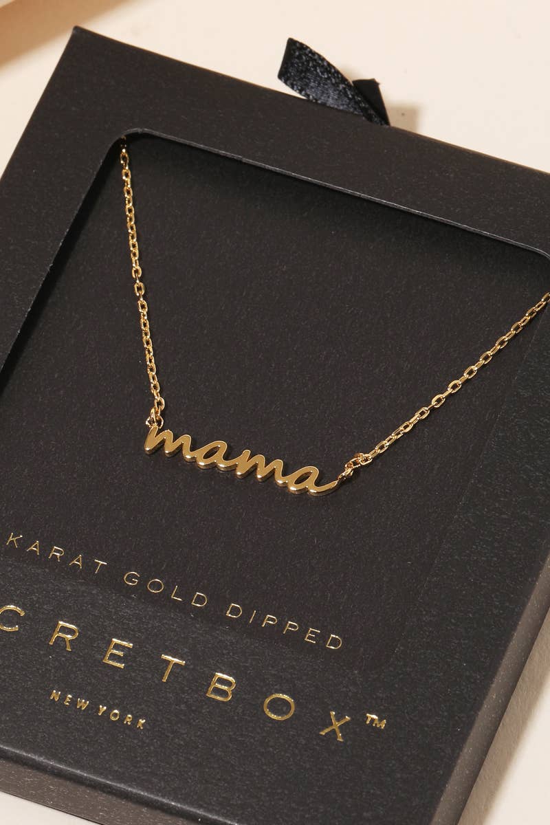 Secret Box Gold Dipped Dainty Mama Pendant Necklace