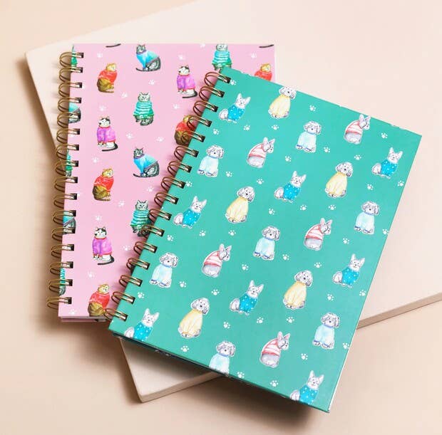 Teal Dog Print Notebook