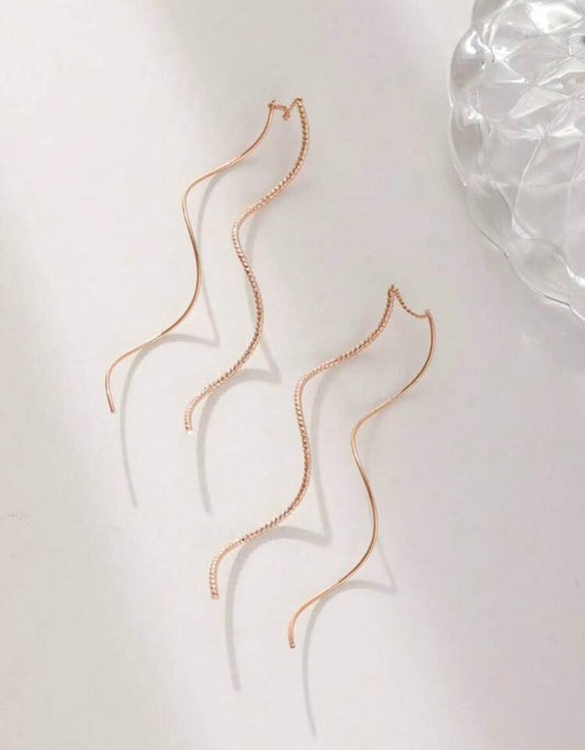 Elegant Twist Tassel Threader Earrings