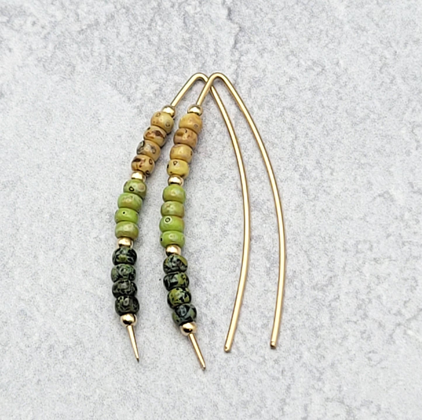 Spring Colored Beaded Gold Threader Earrings